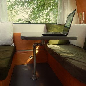 sitting area in a caravan