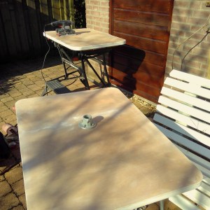 tabletop being sandpapered